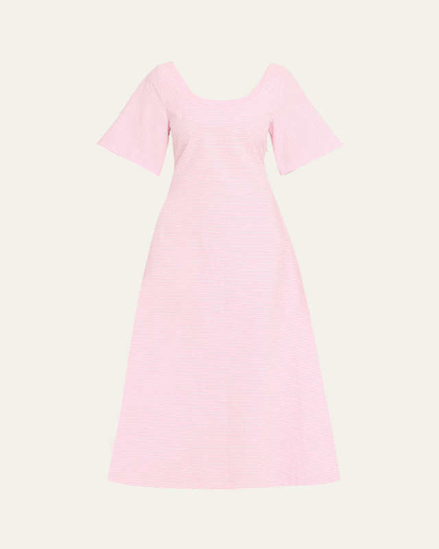 Striped Flowy Scoop-Neck Dress
